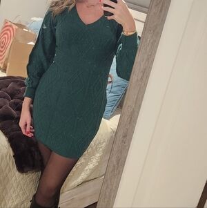 Shein Green Mini Sweater Dress Size Small